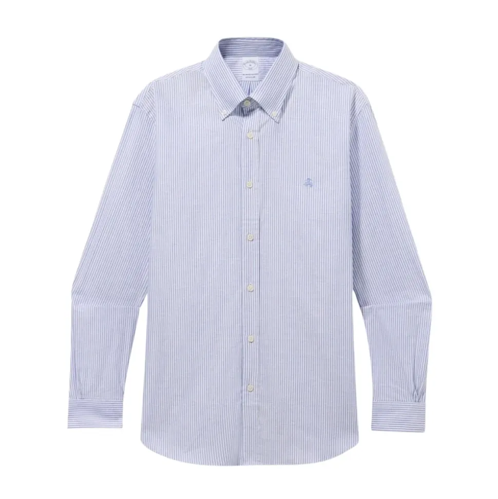 Chemise Oxford rayée à coupe classique avec col boutonné
