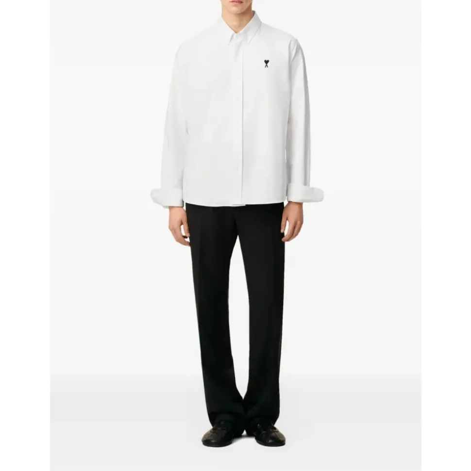 Chemise Popeline Blanche avec Broderie Logo
