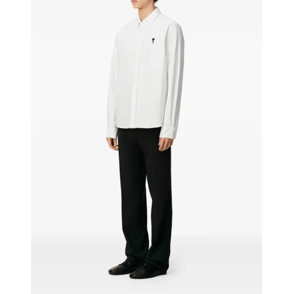 Chemise Popeline Blanche avec Broderie Logo