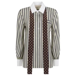 Chemise rayée en coton avec foulard