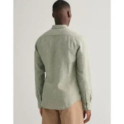 Chemise Slim en Lin avec Col Boutonné