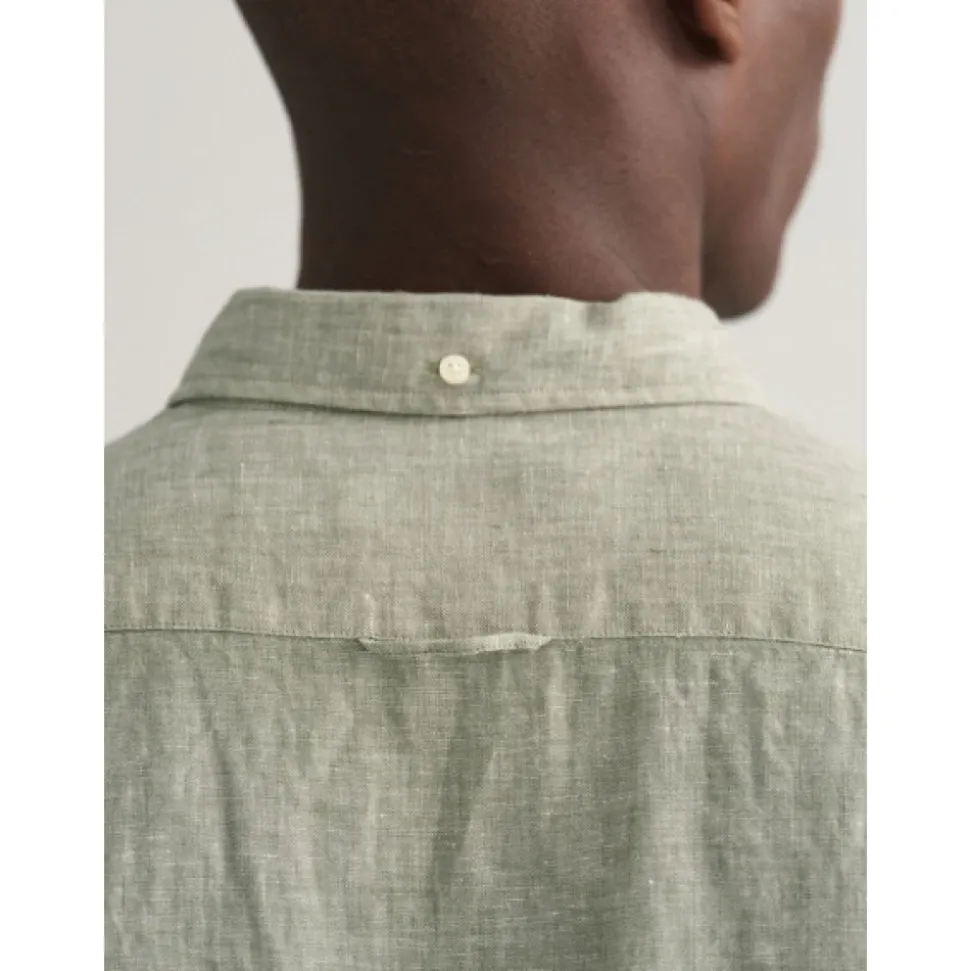 Chemise Slim en Lin avec Col Boutonné