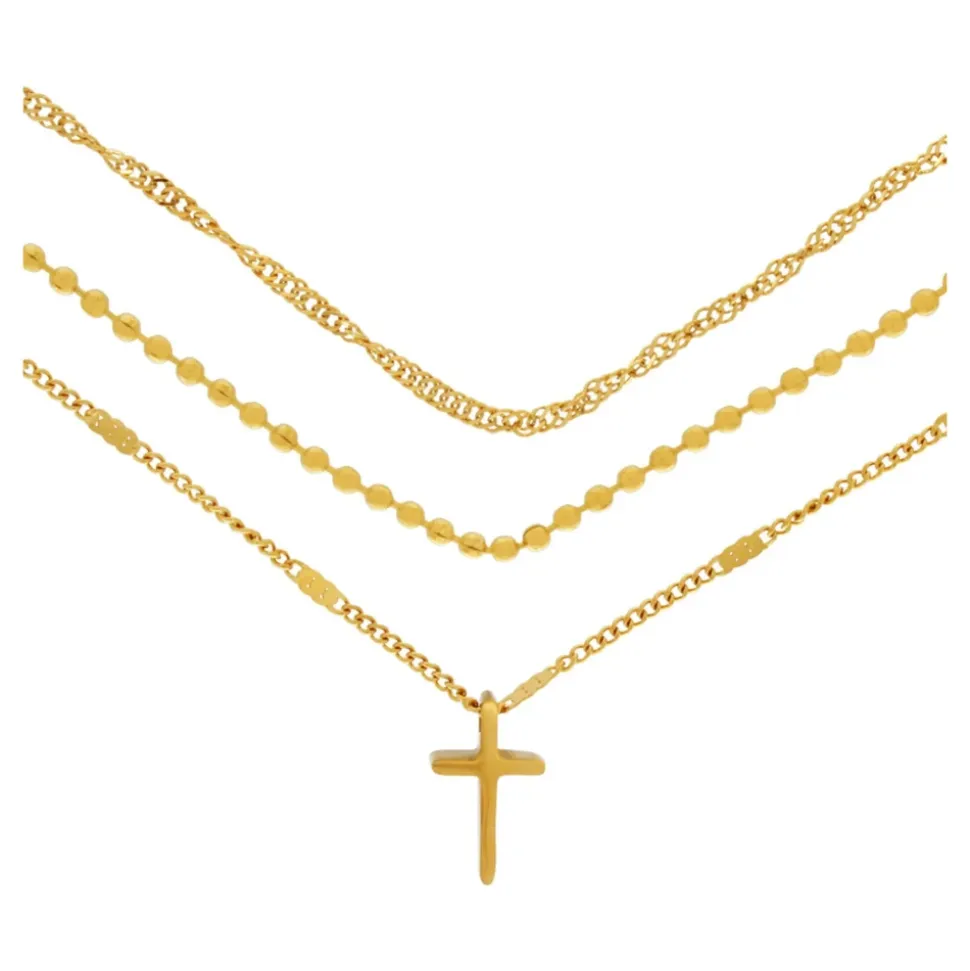 Collier Croix Or Imperméable Design Tendance