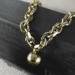 Collier Imperméable à Boule Plaqué Or