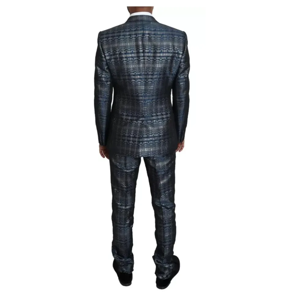 Costume Slim Fit Brillant Argenté Bleu