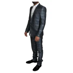 Costume Slim Fit Brillant Argenté Bleu