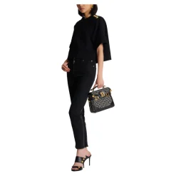 Cropped sweatshirt with buttons