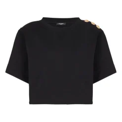 Cropped sweatshirt with buttons