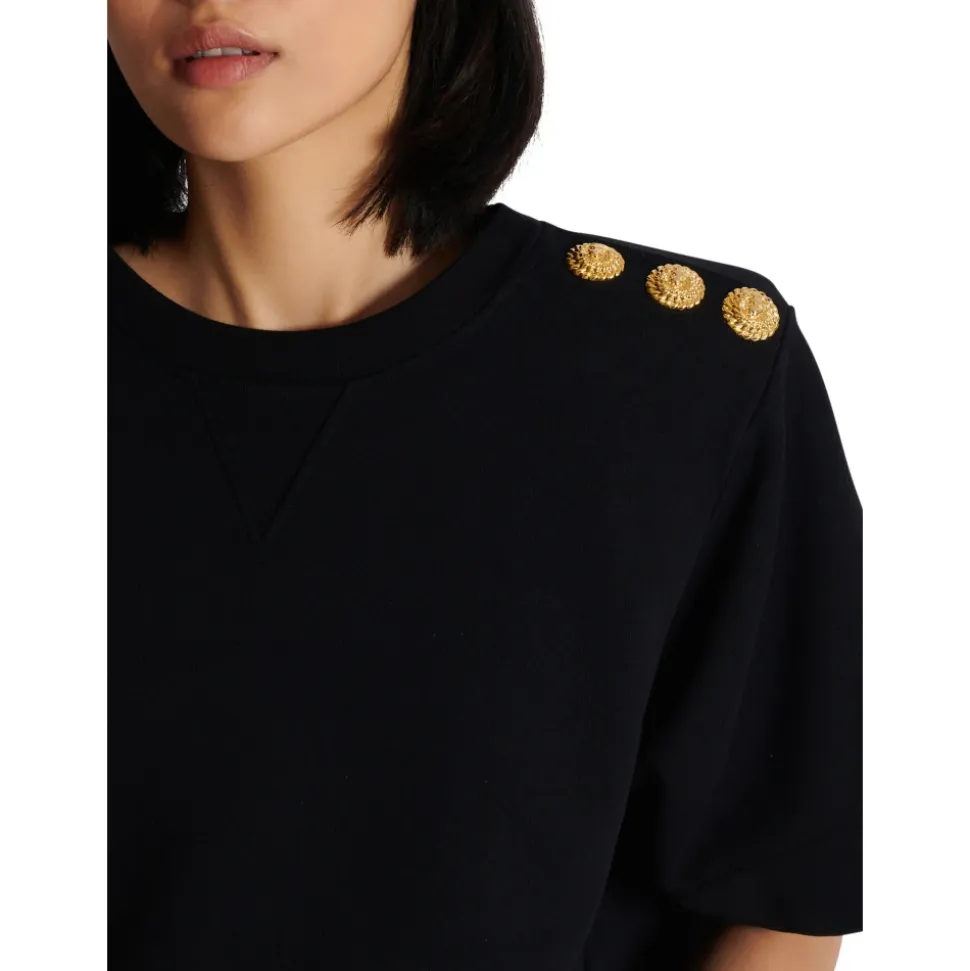 Cropped sweatshirt with buttons