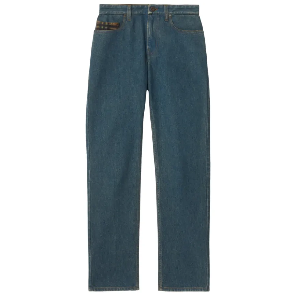 Dalia Check Pocket Straight Jeans