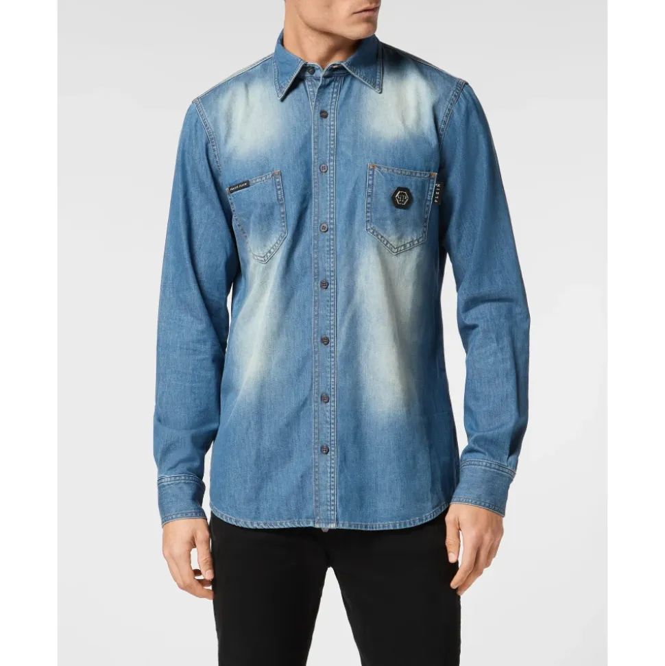 Denim Shirt Long-Sleeve Skull&Bones