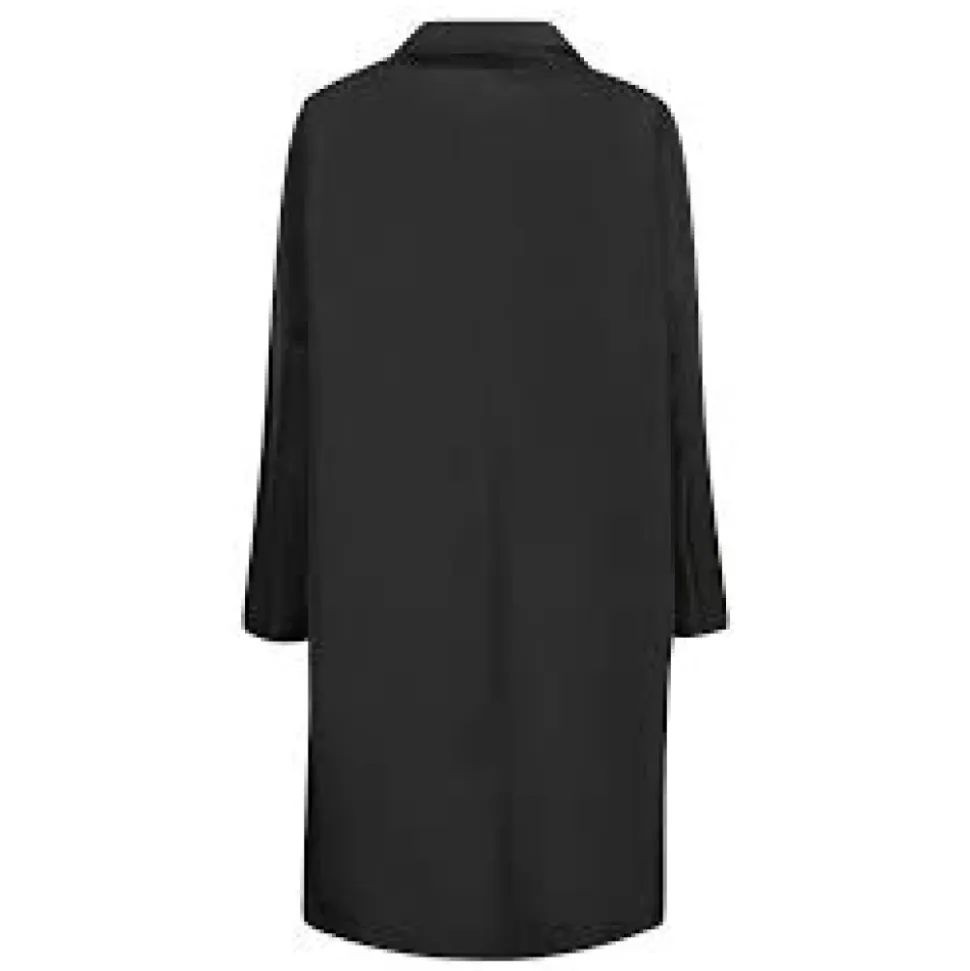 Duster en taffetas technique noir avec fermeture boutonnée