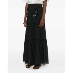 Elastic-waistband Maxi Skirt