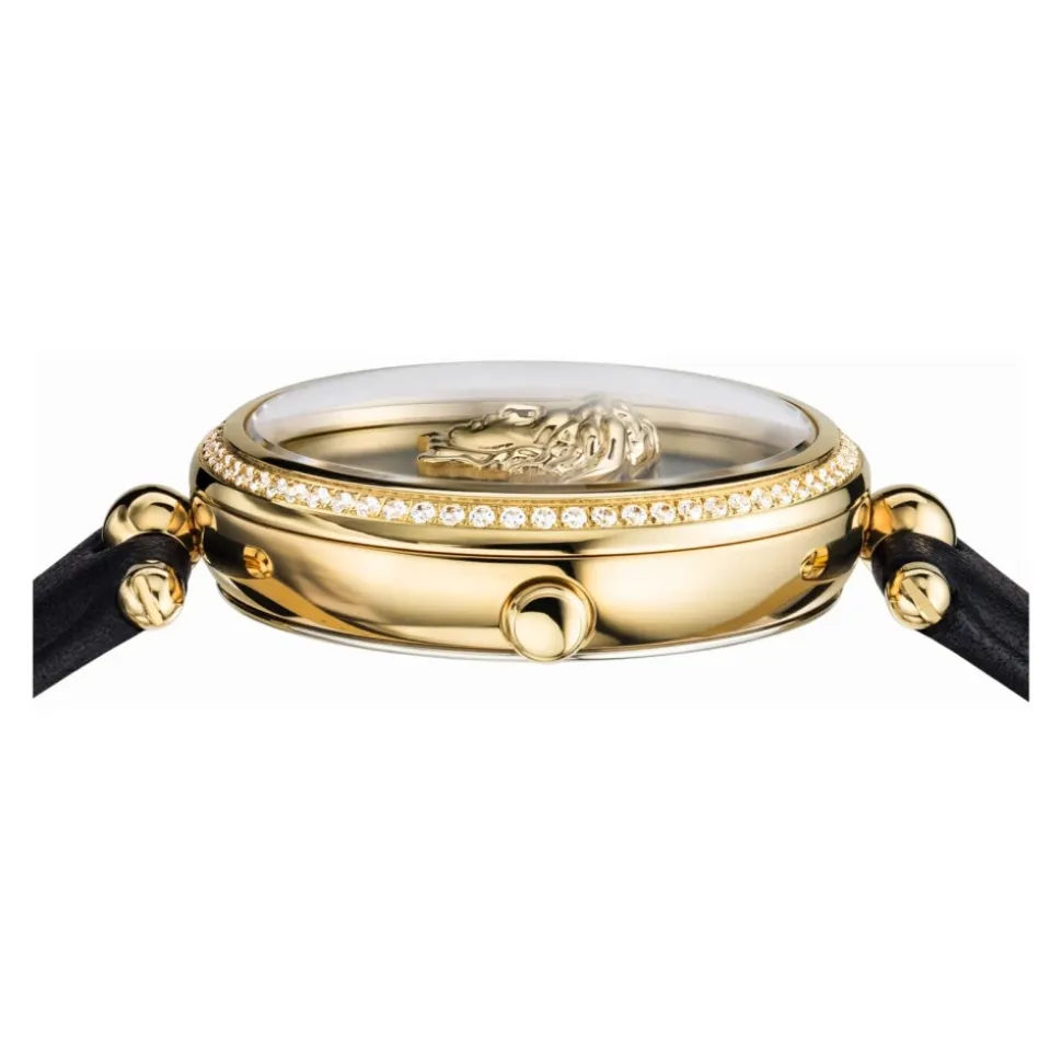 Empire Montre Cuir Noir Or Diamant