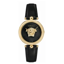 Empire Montre Cuir Noir Or Diamant