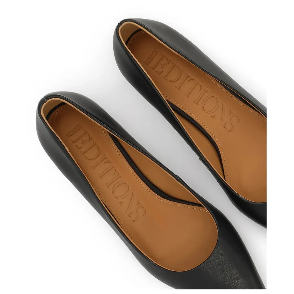 Escarpins noirs en cuir à petit talon