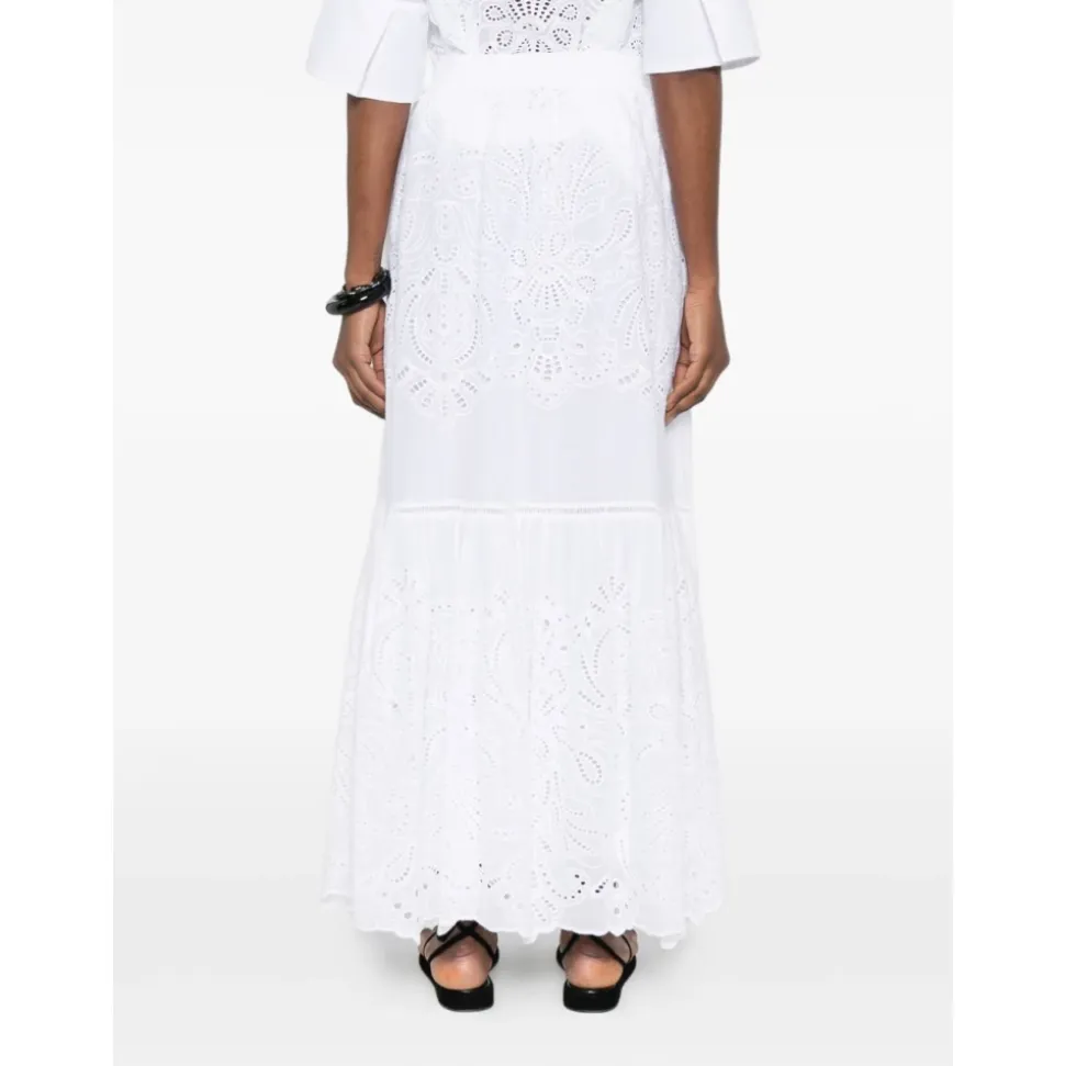 Eyelet Tiered Maxi Skirt