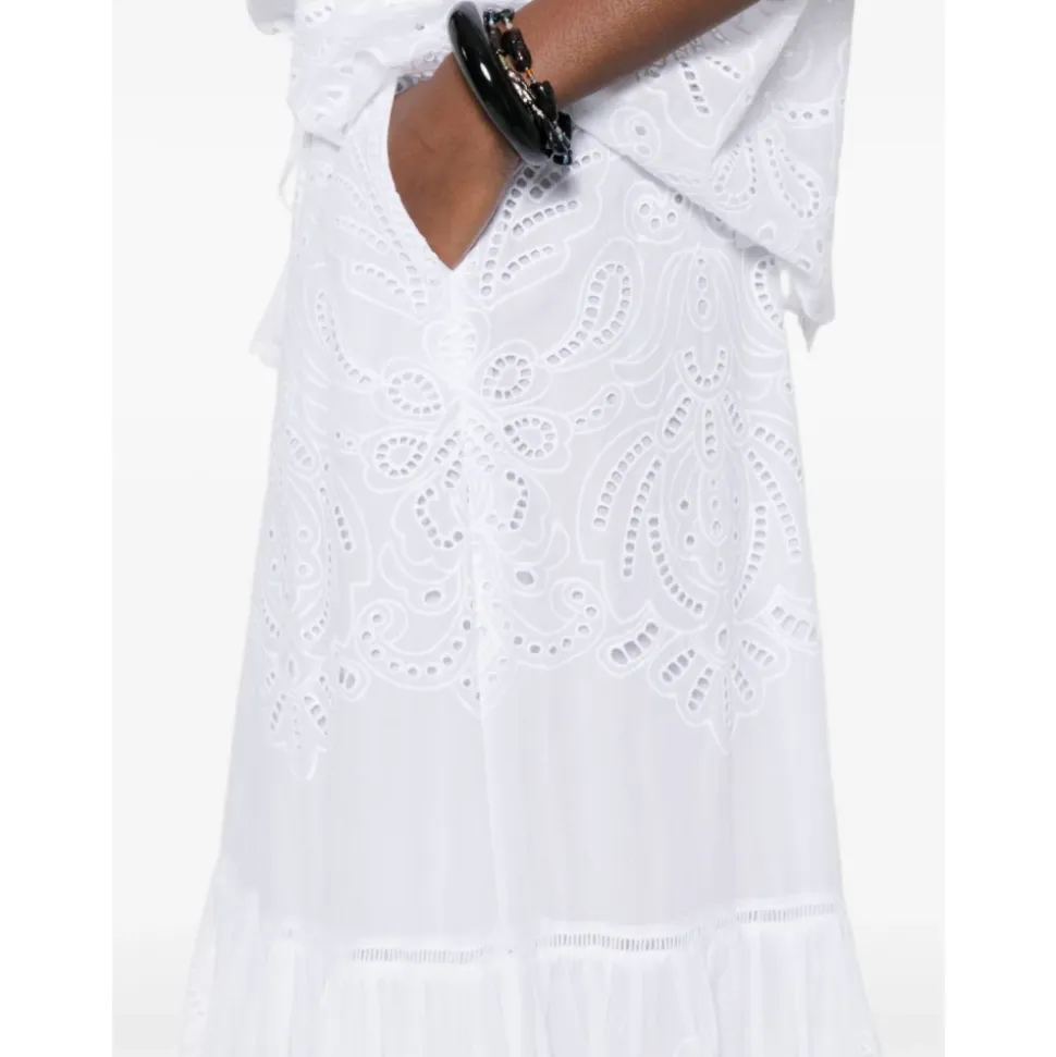 Eyelet Tiered Maxi Skirt
