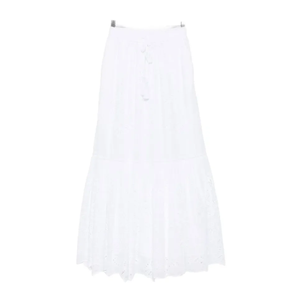 Eyelet Tiered Maxi Skirt