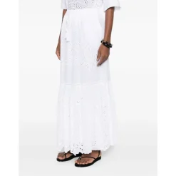 Eyelet Tiered Maxi Skirt