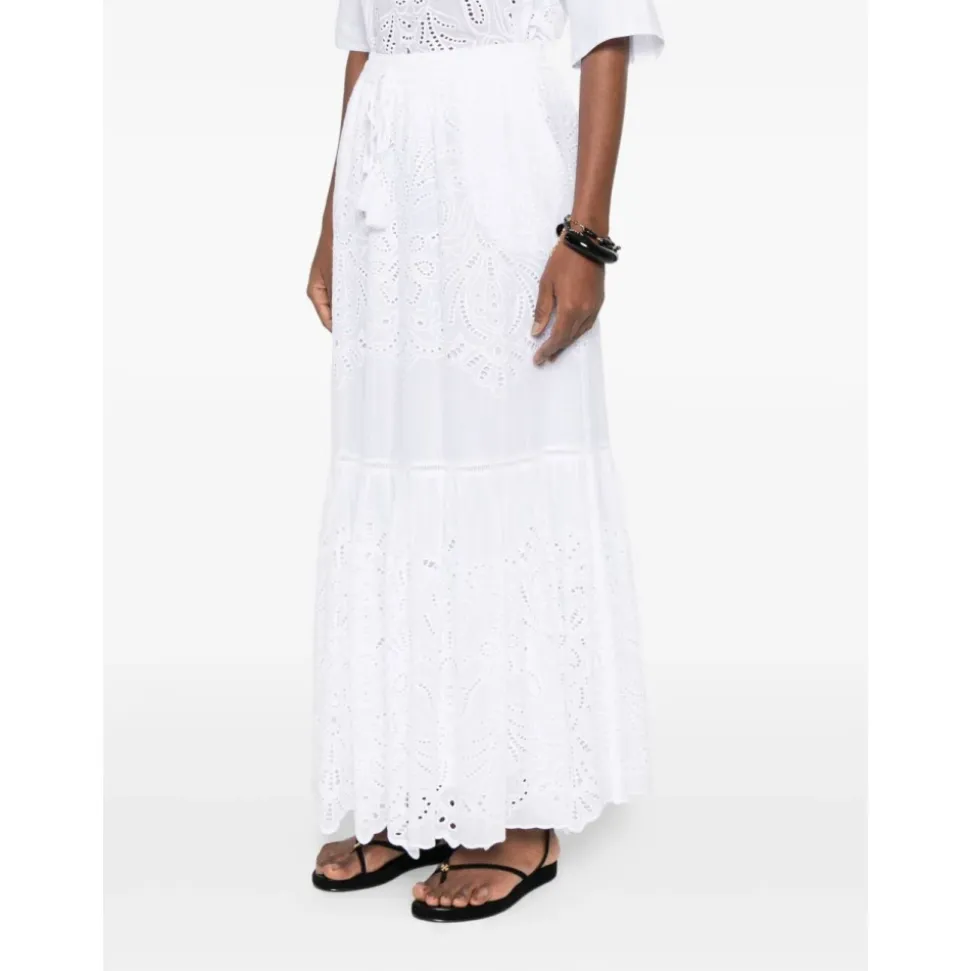 Eyelet Tiered Maxi Skirt