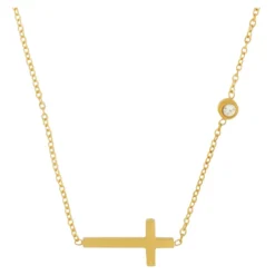 Foi Croix Collier Plaqué Or