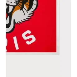 Foulard en Soie Rouge Lucky Tiger
