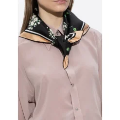 Foulard en twill de soie à imprimé floral