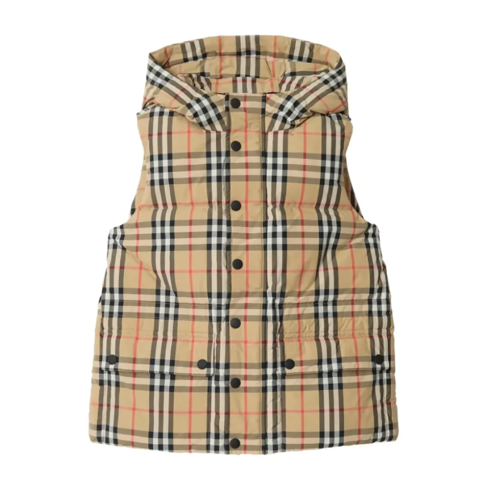 Gilet à capuche à motif à carreaux
