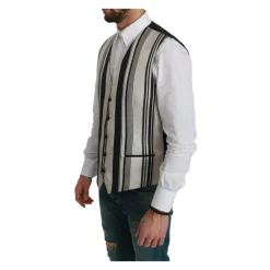 Gilet de costume formel en soie rayée