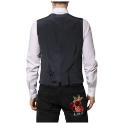 Gilet Formel en Laine Grise à Carreaux