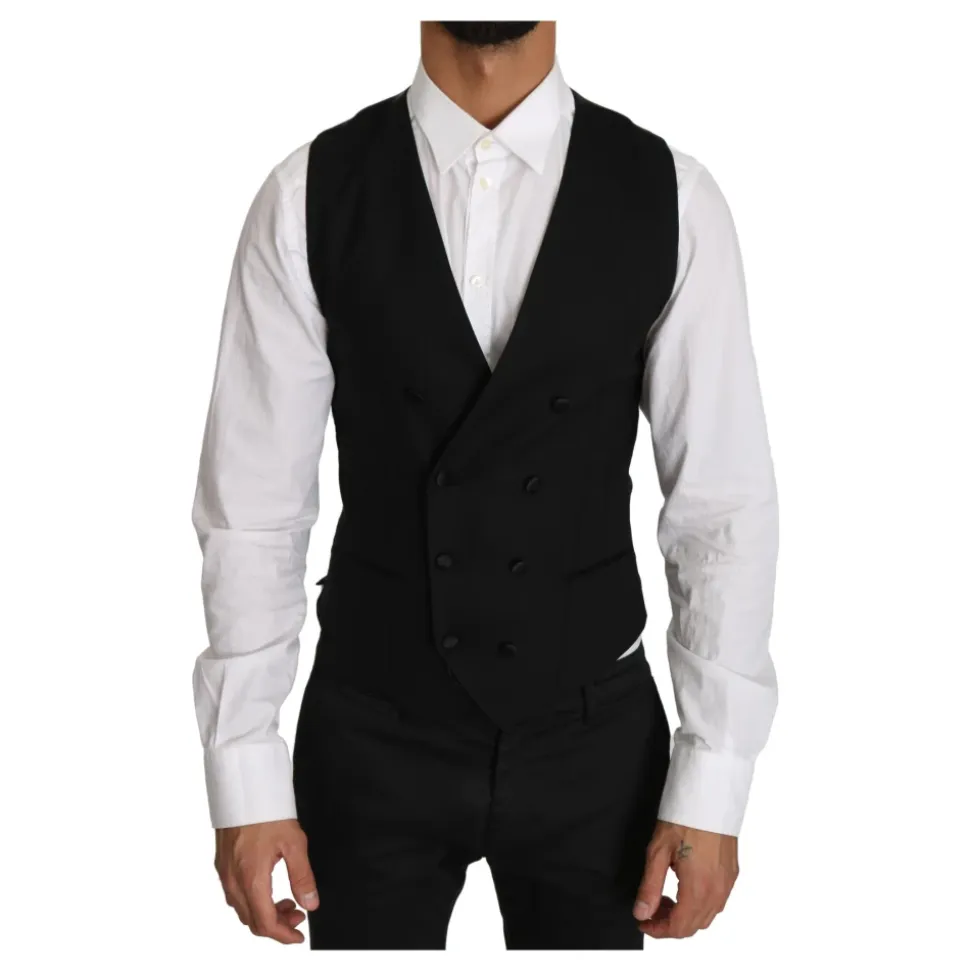 Gilet Gris à Double Boutonnage