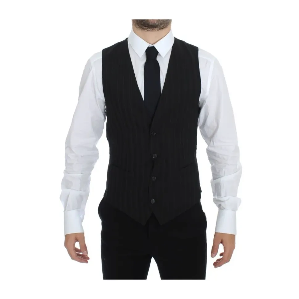 Gilet Élégant en Laine Rayée