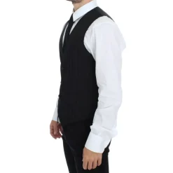 Gilet Élégant en Laine Rayée