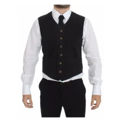Gilet Noir Col en V Coupe Classique