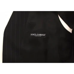 Gilet Robe en Laine et Soie Rayée Noire