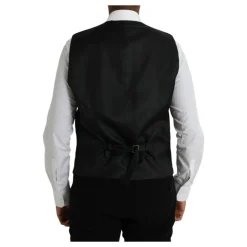 Gilet Robe en Laine Noir Simple Boutonnage