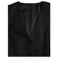 Gilet Robe en Laine Noir Simple Boutonnage