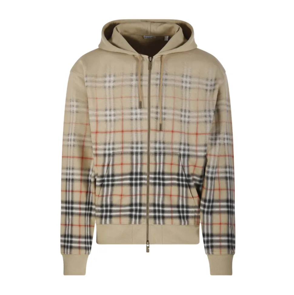 Gradient Check Cotton Zip Hoodie