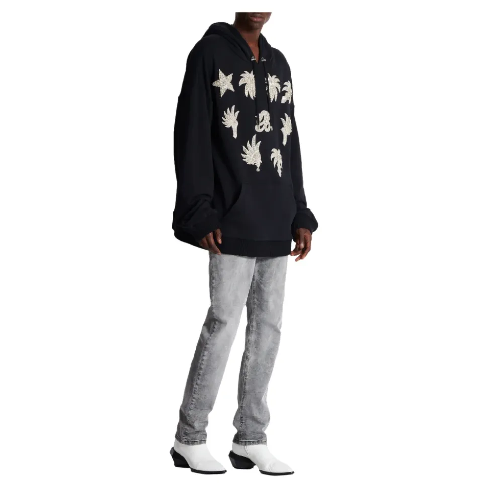 Hoodie with embroidered badges