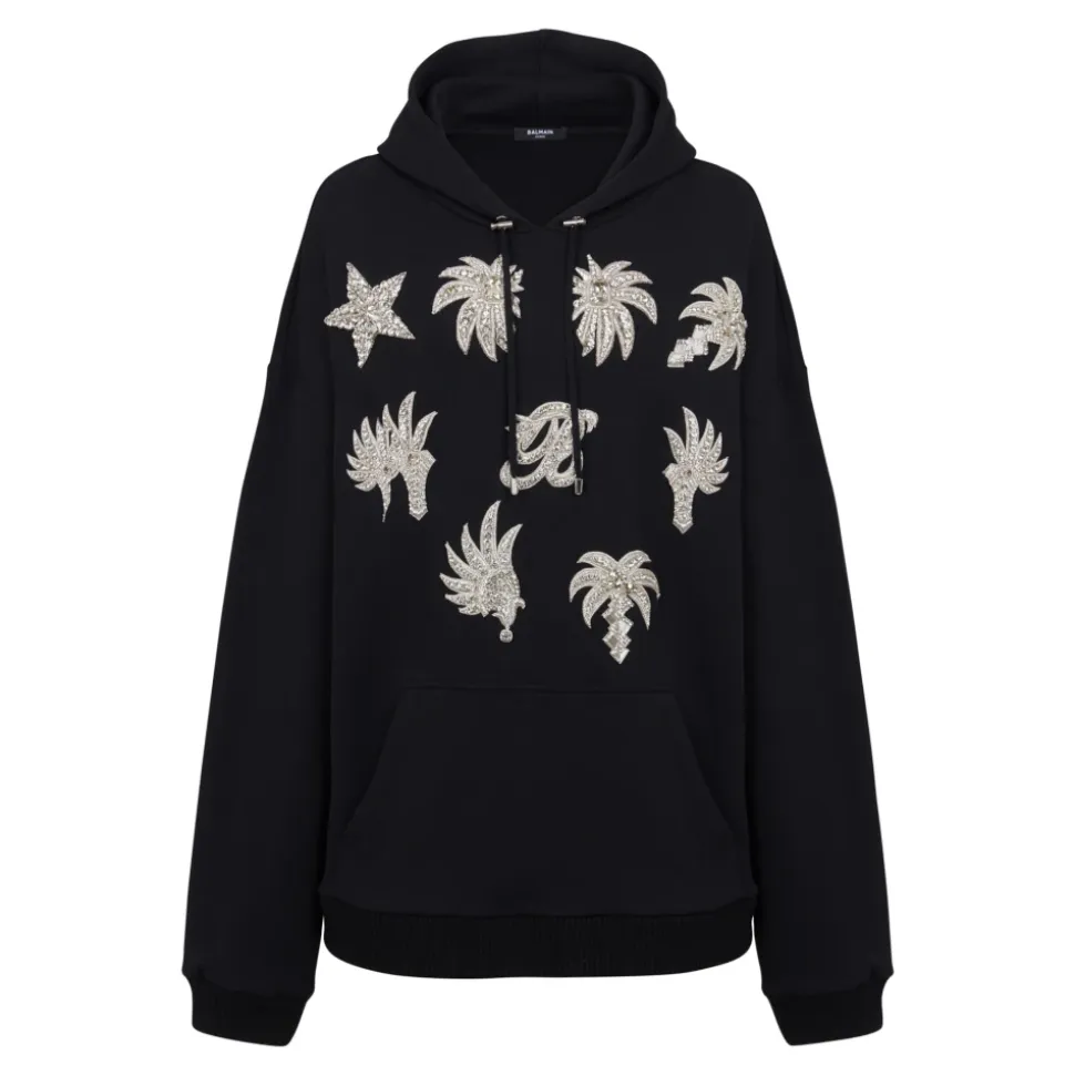 Hoodie with embroidered badges