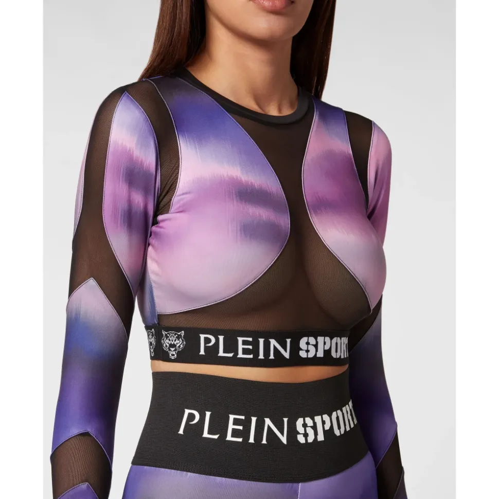 Jacquard Long Sleeve Cropped Top