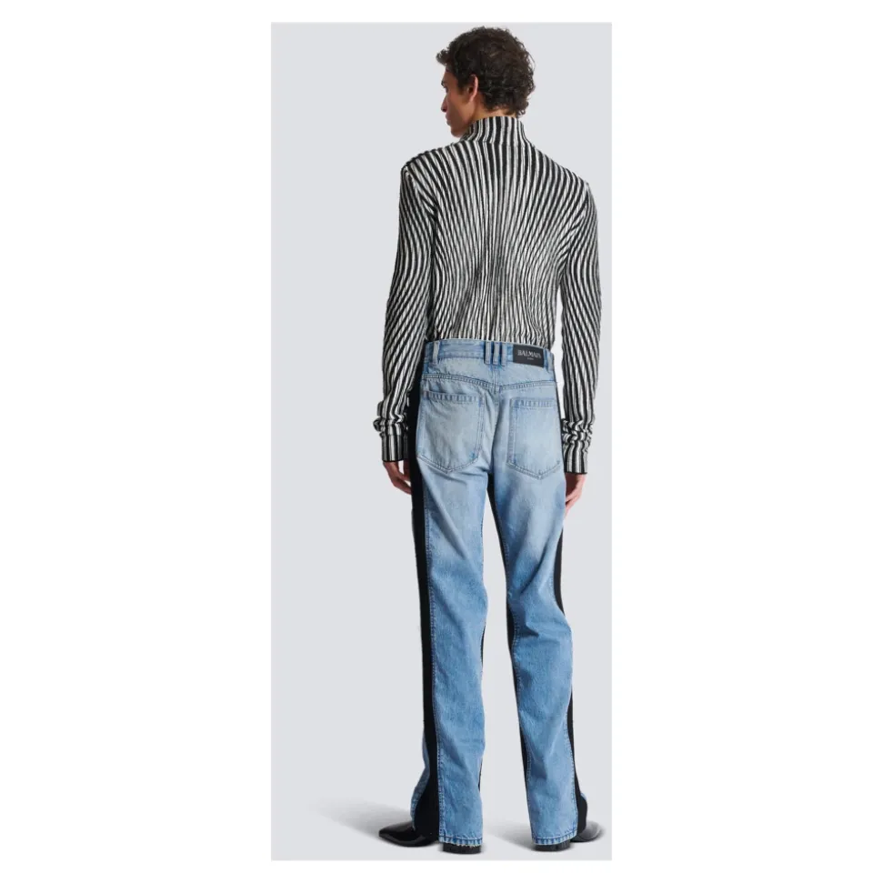 Jean ample en denim et maille