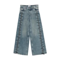 Jean Large à Lacets en Denim