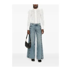 Jean Large à Lacets en Denim
