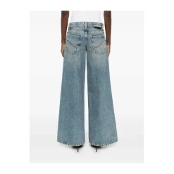 Jean Large à Lacets en Denim