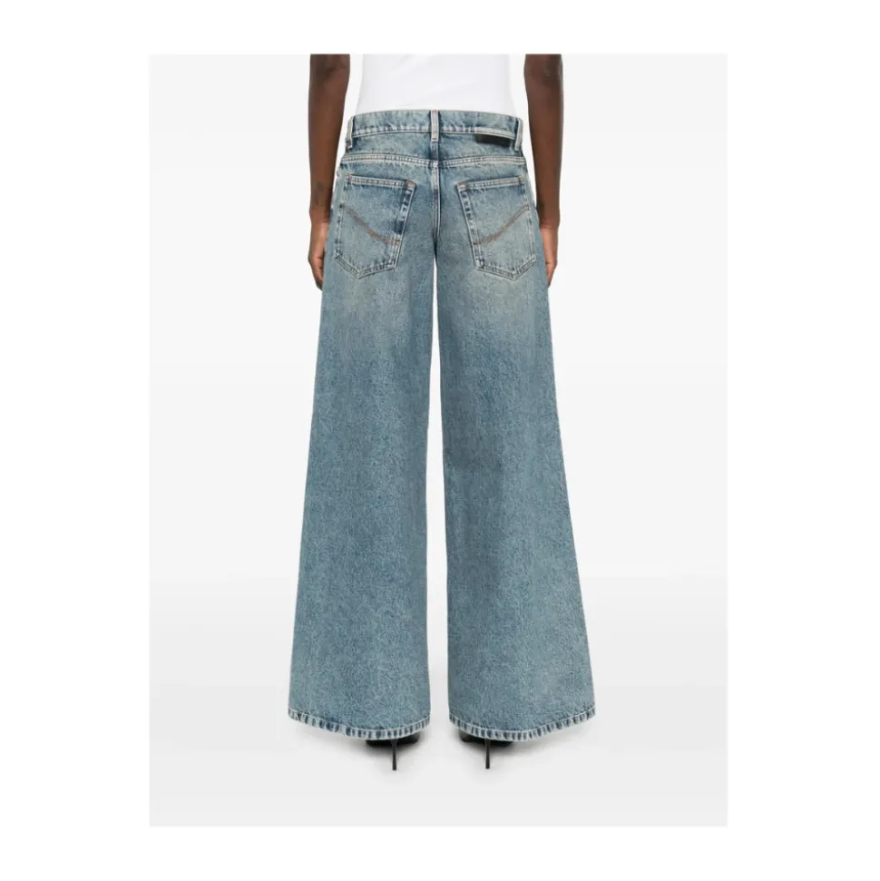 Jean Large à Lacets en Denim