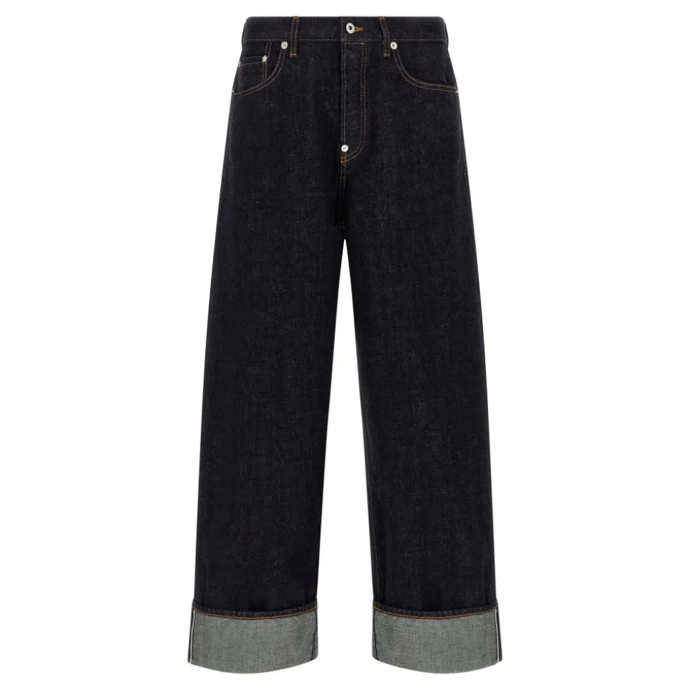 Jean large à revers en denim japonais