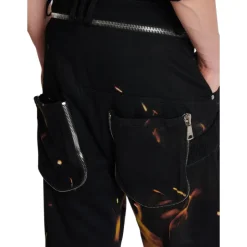 Jeans Imprimé Flammes avec Inserts