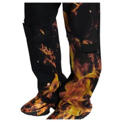 Jeans Imprimé Flammes avec Inserts